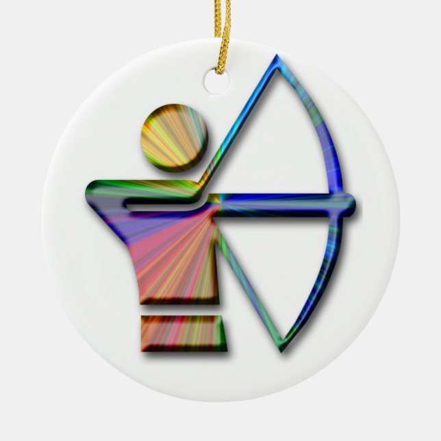 Bogenschütze mit Pfeil und Bogen Keramik Ornament (Vorne)