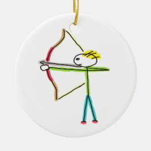Bogenschütze Stickman Keramik Ornament