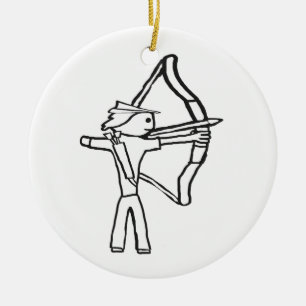 Bogenschütze Stickman Keramik Ornament