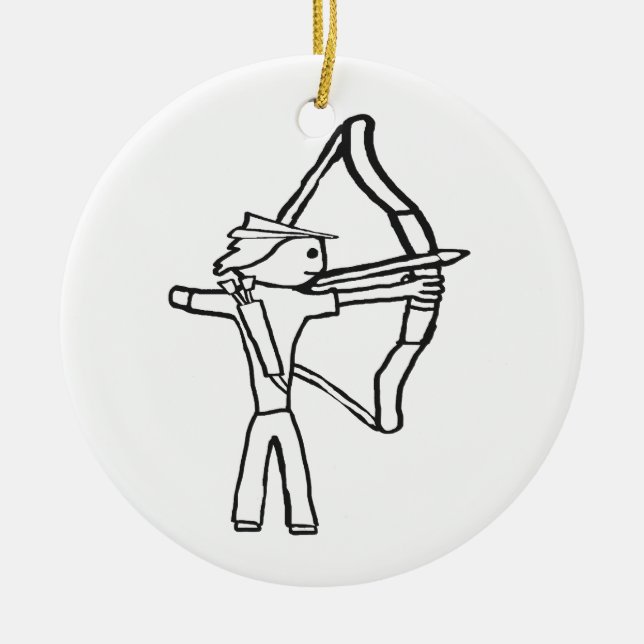 Bogenschütze Stickman Keramik Ornament (Vorne)
