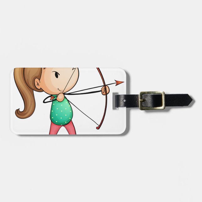 Bogenschützemädchen Gepäckanhänger (Vorderseite horizontal)