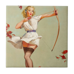 Bogenschützen-Pin-Up-Girl Fliese