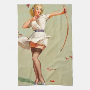 Bogenschützen-Pin-Up-Girl Geschirrtuch