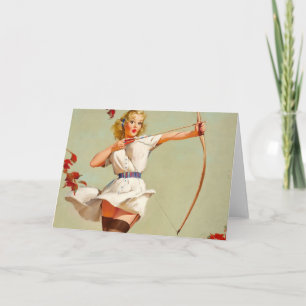 Bogenschützen-Pin-Up-Girl Karte