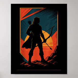 Bogenschützenbow Archer Sunset Silhouette Hunter Poster