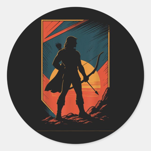 Bogenschützenbow Archer Sunset Silhouette Hunter Runder Aufkleber (Vorderseite)