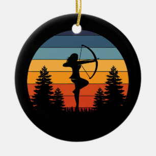 Bogenschützin Bogenschütze Bogen Vintage Retro Son Keramik Ornament