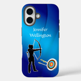 Bogenschützin Silhouette und Zielscheibe iPhone 16 Hülle