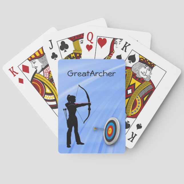 Bogensport-Bogenschießweibchen und Zielgruppe Pers Spielkarten (Rückseite)