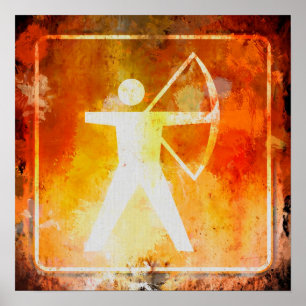 Bogensport Voraus Highway-Verkehrsschild Grunge Po Poster