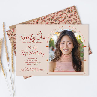 Bogenvorlage Cactus Vine Boho 21. Geburtstag Einladung