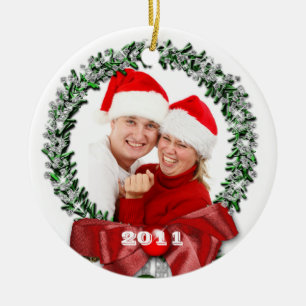 Bogenwreath-Familien-Foto-Weihnachtsverzierung Keramik Ornament