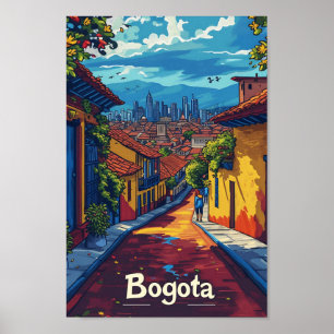 Bogota Colombia Vintag Art Travel Illustration Poster