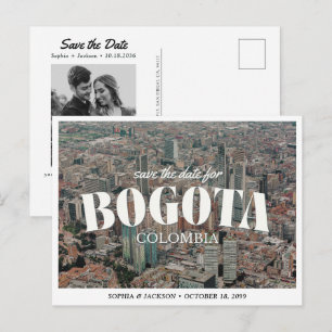 Bogota Hochzeit Save the Date Retro Skyline Postkarte