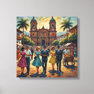 Bogotá Koloniale Plaza Vintage Szene Gestreckte Le Leinwanddruck