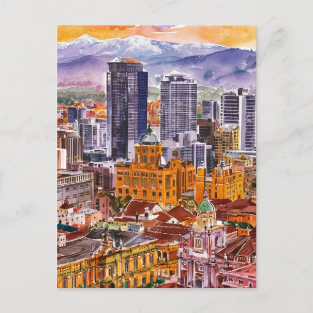Bogota, kolumbianisches Stadtbild Aquarellmalerei Postkarte (Vorderseite)
