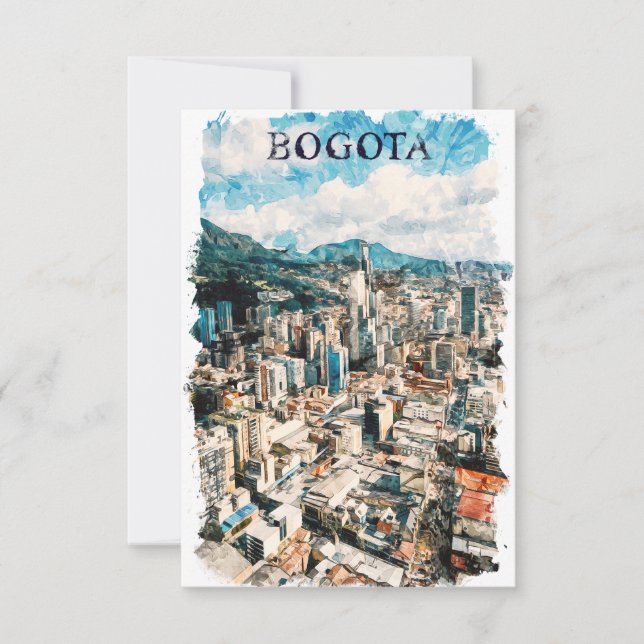 Bogota Kolumbien CIty View Watercolor Karte (Vorderseite)