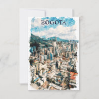 Bogota Kolumbien CIty View Watercolor