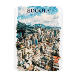 Bogota Kolumbien CIty View Watercolor Magnet