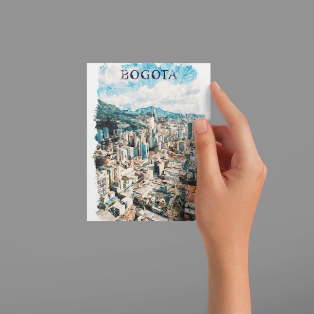 Bogota Kolumbien CIty View Watercolor Postkarte (bogota colombia watercolor postcard)