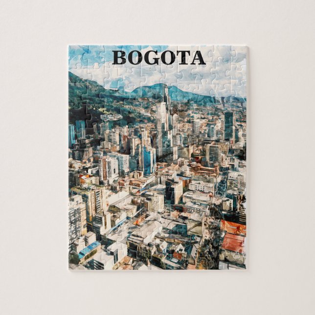 Bogota Kolumbien CIty View Watercolor Puzzle (Vertikal)