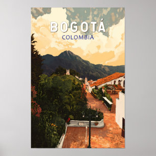 Bogota Kolumbien Illustration Reise Kunst Vintage Poster