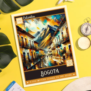 Bogota, Kolumbien   Vintage Malerei Postkarte
