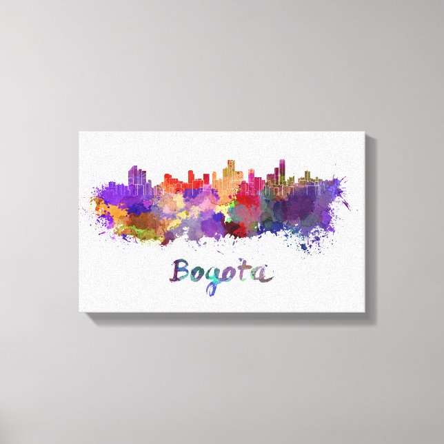 Bogotá skyline im Watercolor Leinwanddruck (Vorderseite)