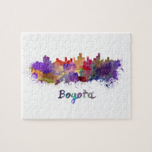 Bogotá skyline im Watercolor splatters Puzzle