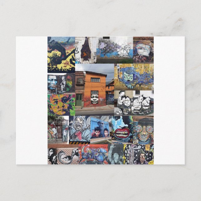 Bogota Street Art Wandmontage Postkarte (Vorderseite)