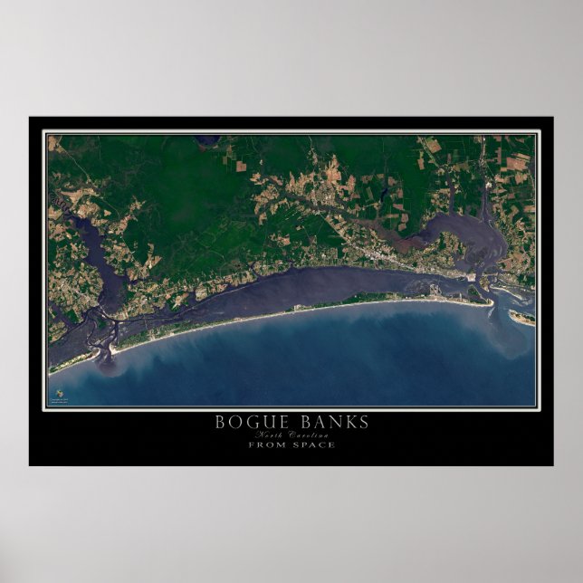 Bogue Banks North Carolina vom Satelliten Ma Poster (Vorne)