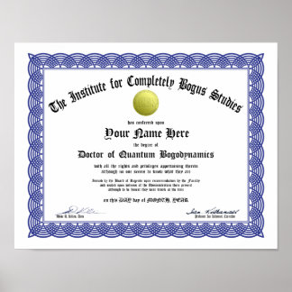Bogus Doctorate Certificate - Angewandte Körpersch Poster