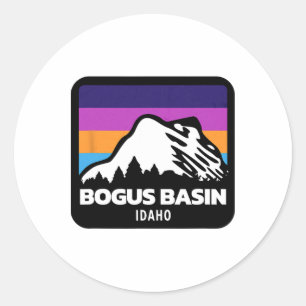 Bogus Sin Idaho Skifahren Snowboarden Berge Fami Runder Aufkleber