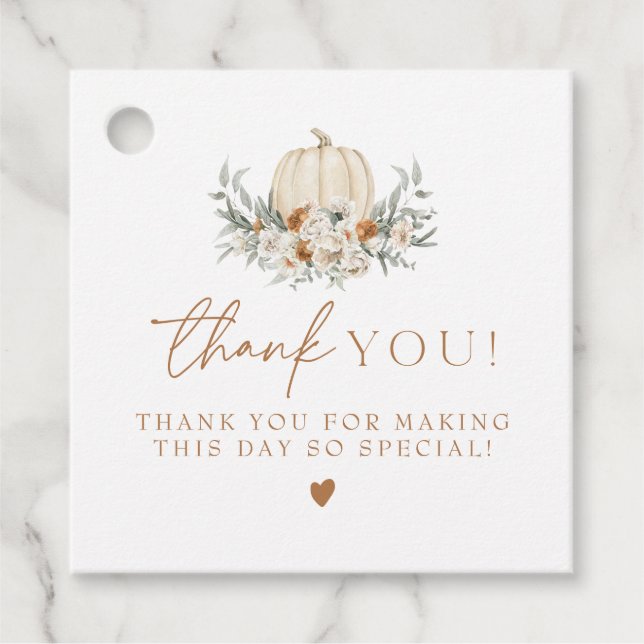 BOHEME Boho Fall Terracotta Floral Pumpkin Geschenkanhänger (Vorderseite)