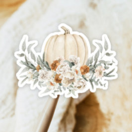 BOHEME Boho Fall Terracotta Floral White Pumpkin Aufkleber
