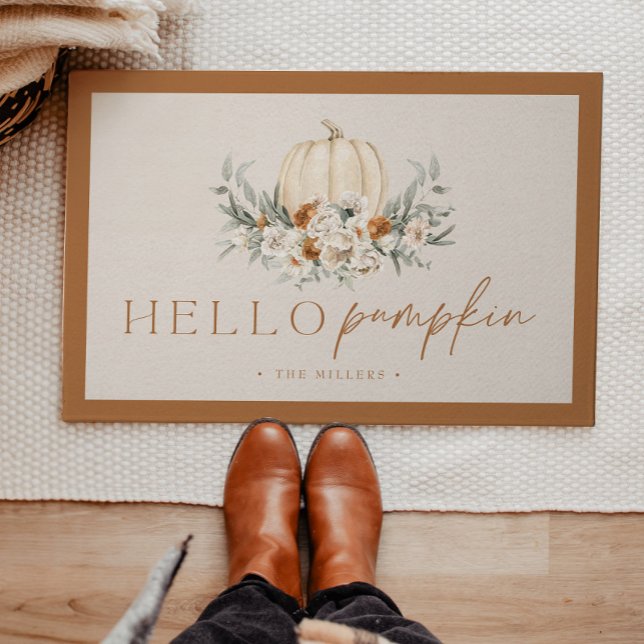 BOHEME Boho Terracotta Hello Pumpkin Herbst Herbst Fußmatte (Von Creator hochgeladen)