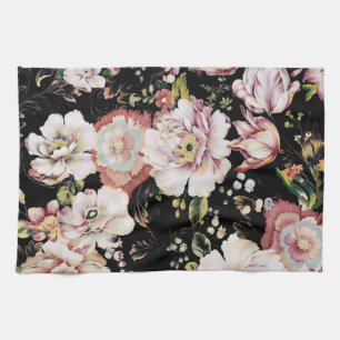 Bohème Chic Blush rosa Blumen dunkle Floral Geschirrtuch