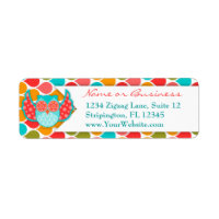 Boheme Owl Aquamarin & Red Ribbon Label