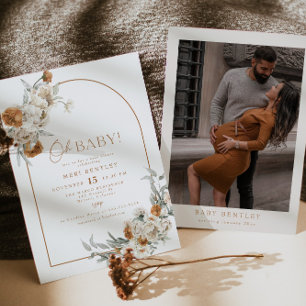 BOHEME Terracotta Floral Boho Arch Baby Dusche Einladung