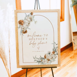 BOHEME Terracotta Floral Boho Babydusche Willkomme Poster