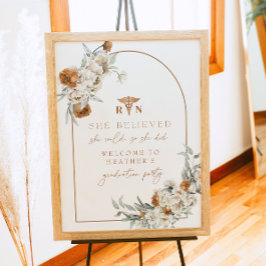 BOHEME Terracotta Floral Boho RN Nurse Abschluss Poster