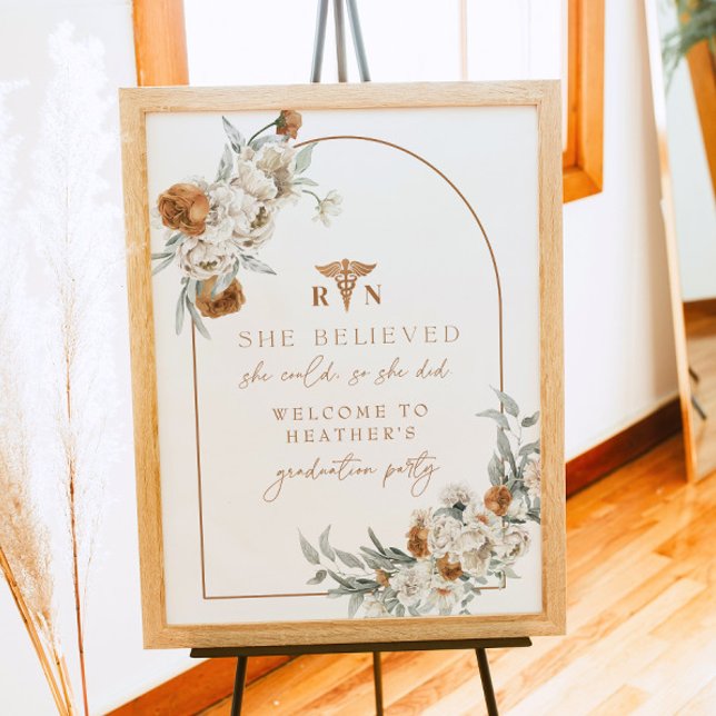 BOHEME Terracotta Floral Boho RN Nurse Abschluss Poster (Von Creator hochgeladen)