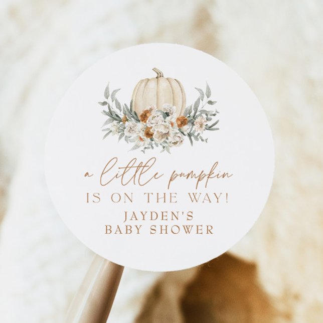 BOHEME Terracotta Floral Pumpkin Baby Shower Runder Aufkleber (Von Creator hochgeladen)