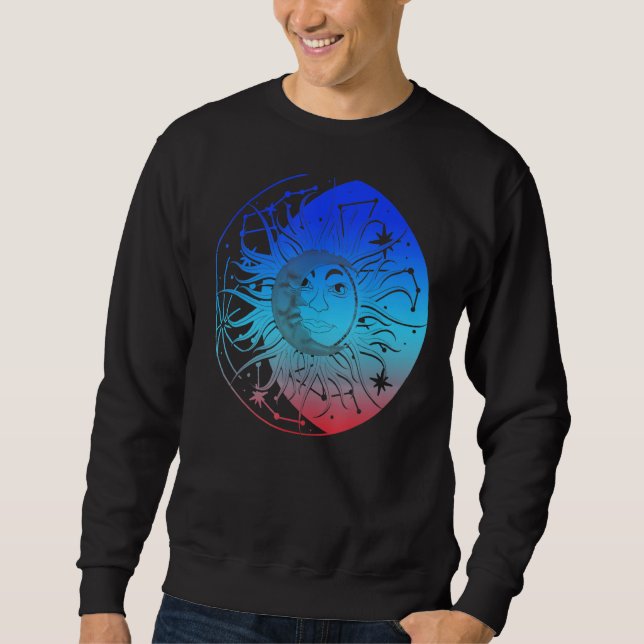 Bohemian Aesthetic Crescent Moon Astronomy Sun Ast Sweatshirt (Vorderseite)