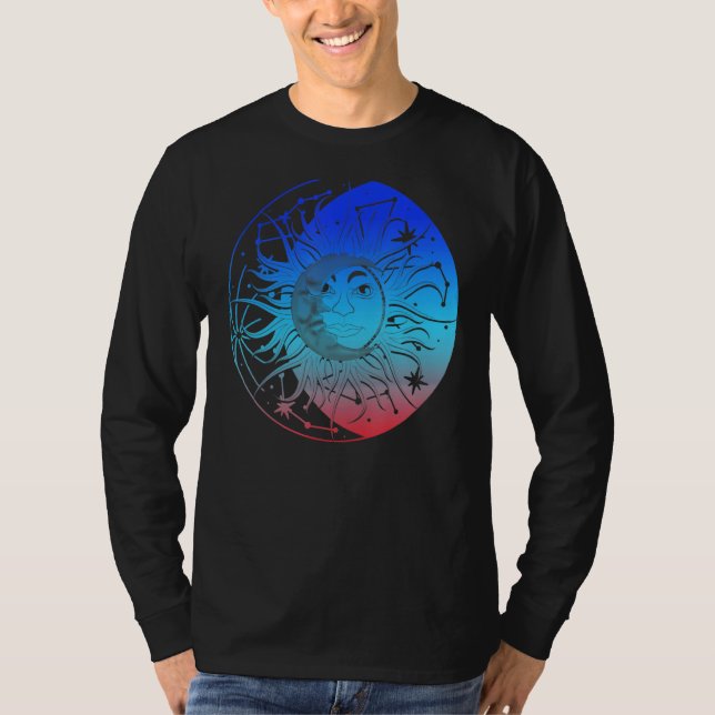 Bohemian Aesthetic Crescent Moon Astronomy Sun Ast T-Shirt (Vorderseite)