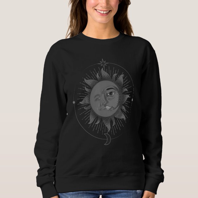 Bohemian Aesthetic Crescent Moon Sun Universe Astr Sweatshirt (Vorderseite)