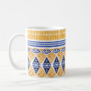 Bohemian-Aquarell: Nahtloses künstlerisches Muster Kaffeetasse
