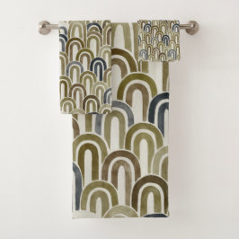 Bohemian arch fish scale painted pattern badhandtuch set