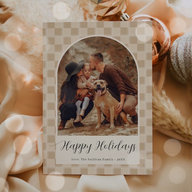 Bohemian Arch Script Christmas Holiday Photo Card  Feiertagskarte (Von Creator hochgeladen)