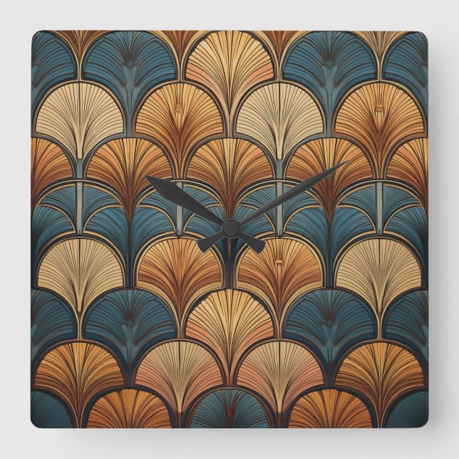 Bohemian art clock quadratische wanduhr (Vorderseite)